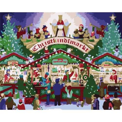 GATYZTORY Frame Painting By Numbers Christmas Night Street Scenery Picture By Number Modern Home Decoration Artwork Kids Gift