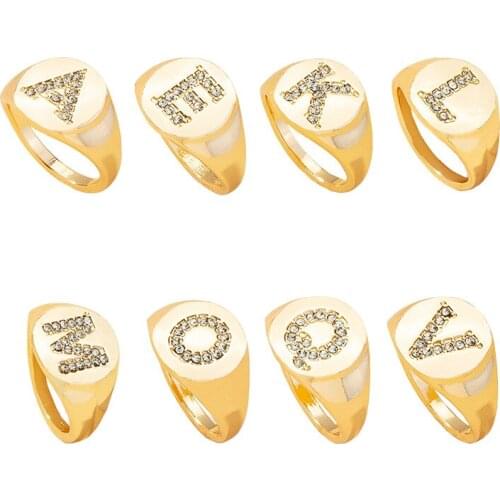 2021 Ins Trendy Gold Initial Letter A K Alphabet Minimalism Finger Knuckle Midi Rings Korean Fashion Women Party Jewelry