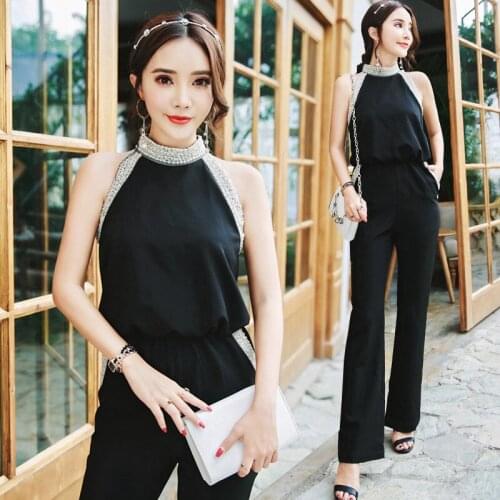 Casual fashion blackstrapless temperament jumpsuit female summer new style trousers flare pants female temperament elegant pants