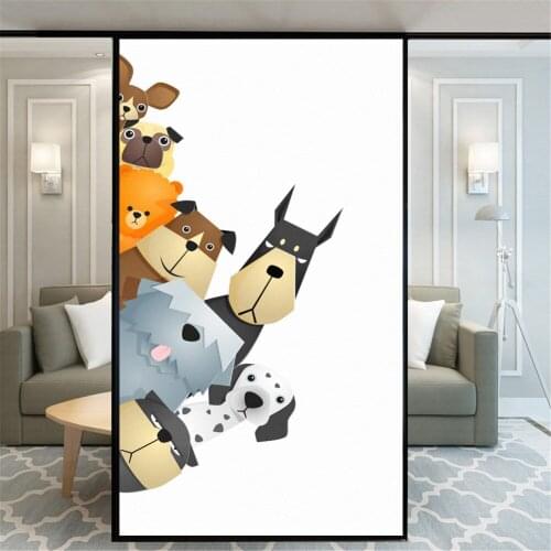Privacy Windows Film Decorative Cute Animal Style Stained Glass Window Stickers No Glue Static Cling Frosted Windows Film
