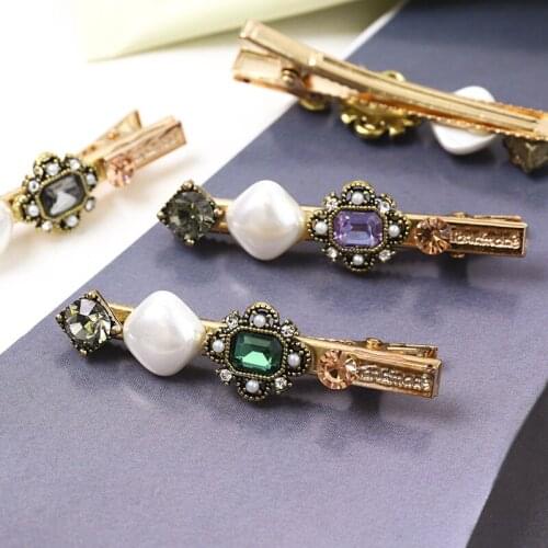 Korean Crystal Hair Clip Baroque Style Pearl Alligator Clip Hair Jewelry Bangs Hairpins