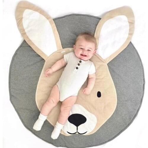 Baby Crawling Mat Play Mat Cotton Foldable Kid Crawling Blanket Pad Cartoon Animals Soft Round Carpet Rug Children Room Decor