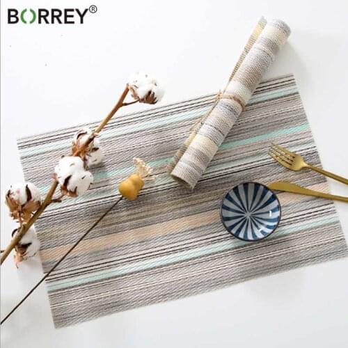 BORREY Placemats for Table mat for kitchen Table Cloth Pad Mat Tablemats Stain-Resistant Dining Disc Bowl Pad Non-slip PVC Pad
