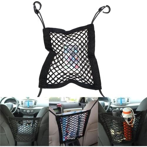 LEEPEE Black Elastic Luggage Hooks Universal Mesh Net Car Truck Storage Seat Bag Organizer Holder Hanging Bag Car-styling