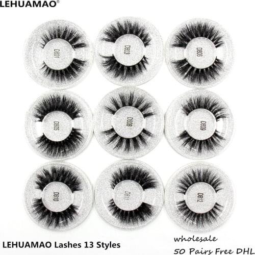 LEHUAMAO 50 Pairs False Eyelashes 3D Mink Lashes 100% Handmade Eye Lashes Real Mink Makeup Thick Fake False Eyelashes Free DHL