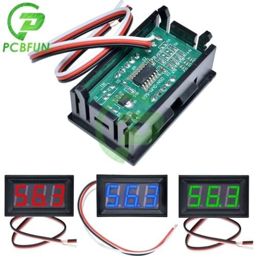 DIY Mini Voltmeter Tester Digital Voltage Indicator Battery DC 0-99.9V 3 Wire Red Green Blue for Auto Car LED Display Gauge 12V