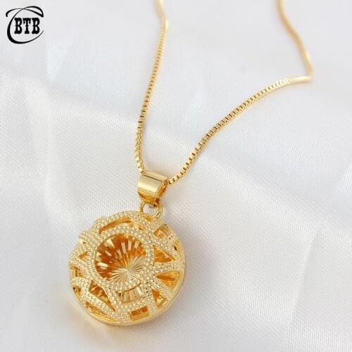 Muslim Fashion Round Gold Ladies Charm Pendant Necklace High-end Jewelry Unisex Necklace Wedding Party Holiday Gift Wholesale