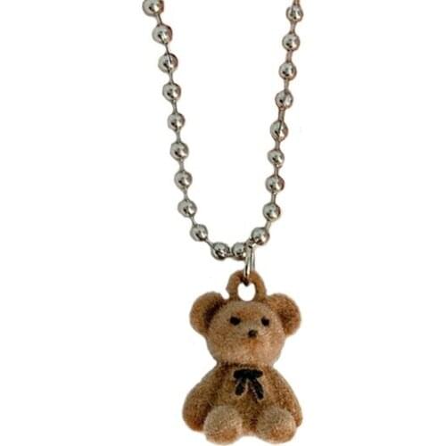 2021 New Korea Fashion Cute Teddy-necklace Bear Pendant Necklace for Girls and Women Neck Chain Necklace Jewelry