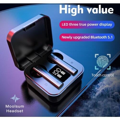 New Bluetooth V5.1 TWS Earphone Wireless In-ear Touch Earbuds Headset LED Display 1500mAh Charge Case For Android Ios Smartphone