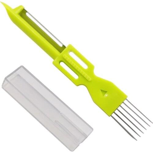 Mini Stainless Steel Onion Cutter Shred Scallion Knife with Protective Cover Multi-purpose Kitchen Tool Vegetable Quick Chopper
