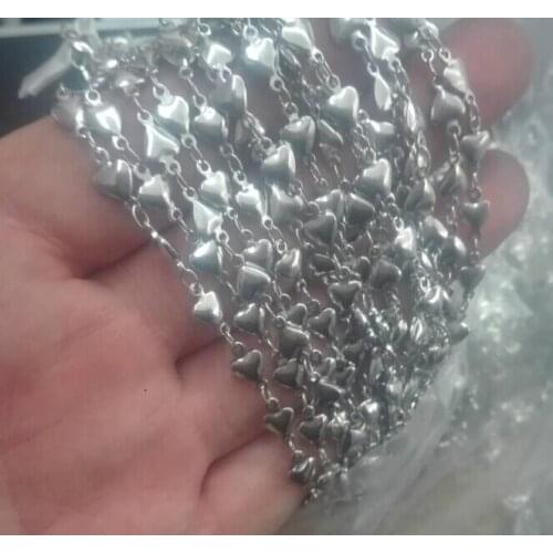 Wholesale 10m/Lot 6mm Sweet Love Heart Link Chain Stainless Steel Jewelry Finding Chain DIY Jewelry marking