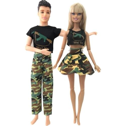 NK 2020 2 Pcs /Set Casual Couple Doll Dress For Barbie Doll Accessories Boy Girl Clothes Birthday Gift Toy For Ken Doll 004A 6X