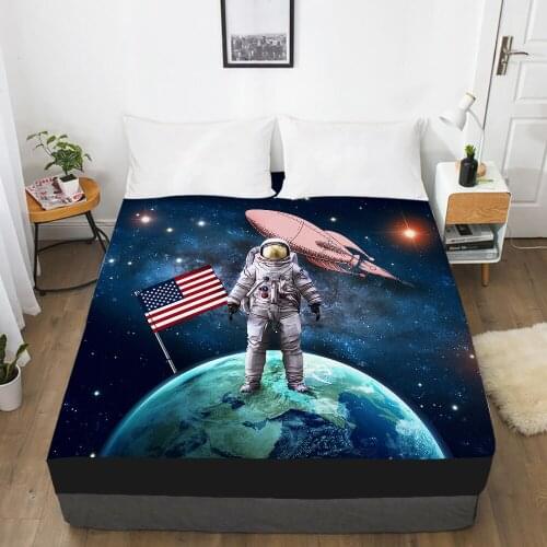Cartoon Childrens Elastic fitted sheet bed sheet With An Elastic Band Mattress Cover Bed cover for kids baby Space airship
