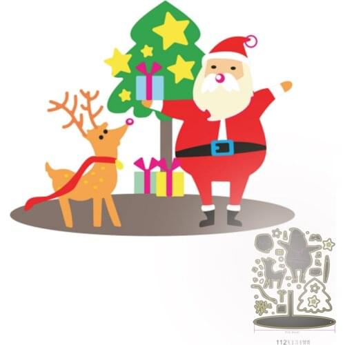 Santa Claus Elk Christmas Tree Metal Cutting Die For DIY Decorative Embossing Handcraft Paper Cards Making Die Template 2021New