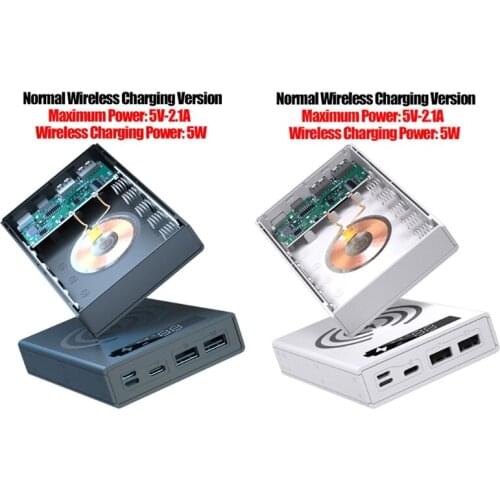 Detachable LCD Display DIY 5x18650 Battery Case Power Bank Shell Wireless Charging Box without Battery Powerbank Protector