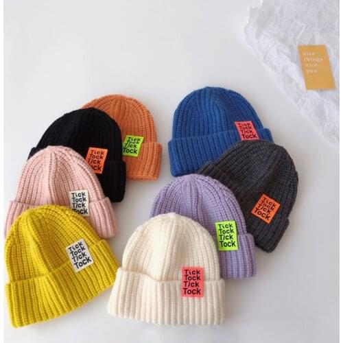 Autumn Winter Baby Beanies Knitted Hats Kids Boys Girls Letter Pattern Caps Soft Thicking Warm Fashion Children Hat 8 Colors
