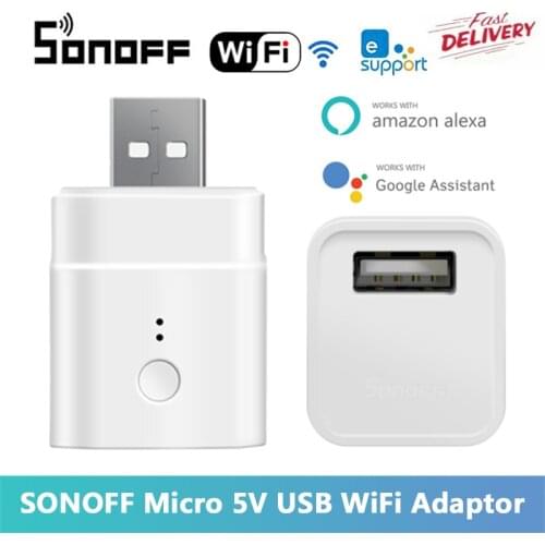 SONOFF Micro 5V USB Adaptor Switch 5V Wifi USB Power Mini Adaptor Smart Home Switch via eWeLink APP Google Home Alexa