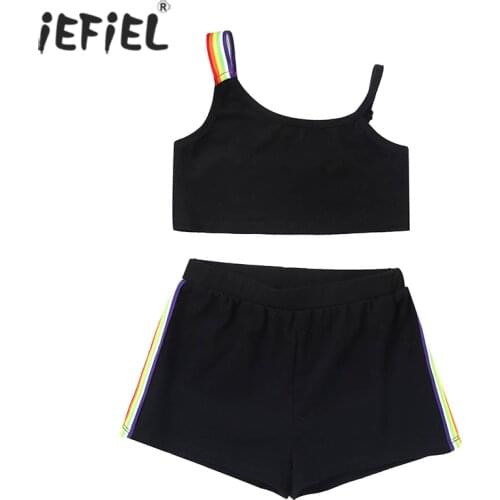 Toddler Girls Tracksuit Set Kids Summer Sleeveless Tank Crop Tops Ballet Dance Yoga Gym Vest+Short Outfits Children Sport Suit