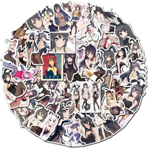 10/30/50PCS Anime Cute Character Bunny Girl Senpai Sticker Laptop Luggage Waterproof Graffiti Decoration Wholesale