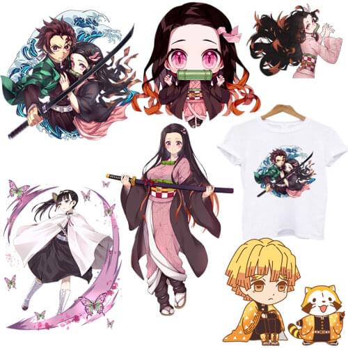 Anime Demon Slayer Iron On Patches For Clothing A-level Washable Thermal Transfers Sticker On Clothes T-shirt Jeans Applique
