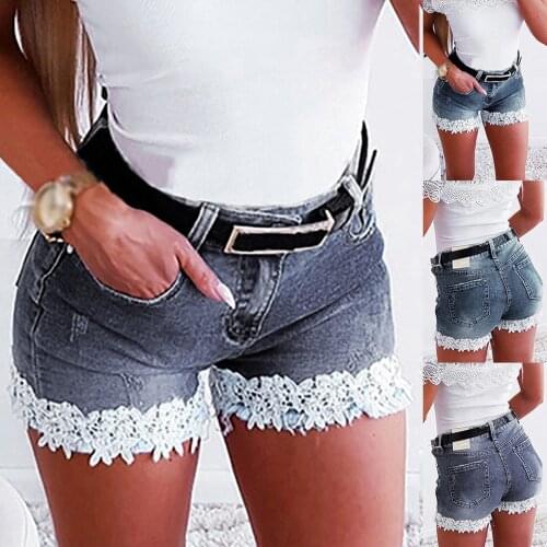 Slim Thin Elasticity Lace With Zipper Denim Shorts Womens 2021 New Pantalones Cortos De Mujer Short Femme Streetwear Jeans