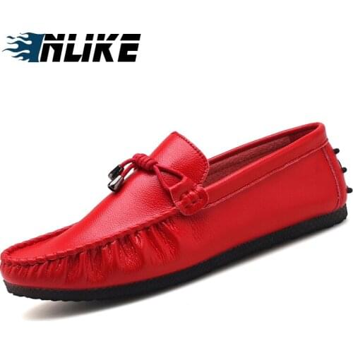 INLIKE Breathable Men Driving Shoes Casual Soft Leather Flats Fashion Slip-on Footwear Doug Shoes For Men Tassel Loafers