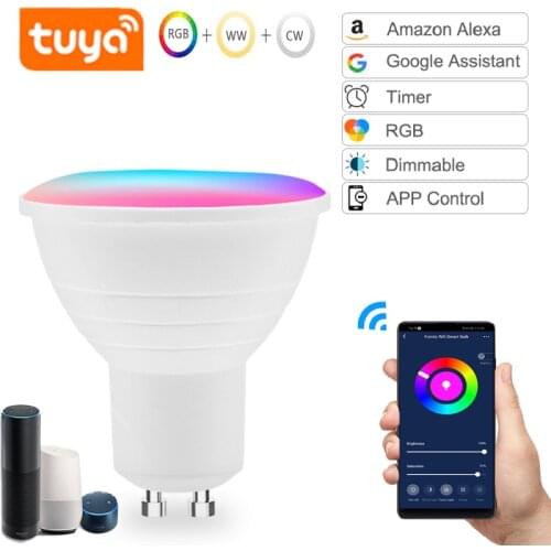 1-4pcs GU5.3/GU10 WiFi Smart Bulb LED light Cup 5W RGB+WW+CW Support Tuya Alexa Google Home IFTTT Remote Voice Control Led Lamp