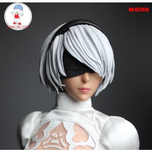 In Stock 1/6 Scale NieR:Automata 2B YoRHa Female Head Sculpt 2B Headplay with Blindfold for 12" Tbleague Pale Body Figures