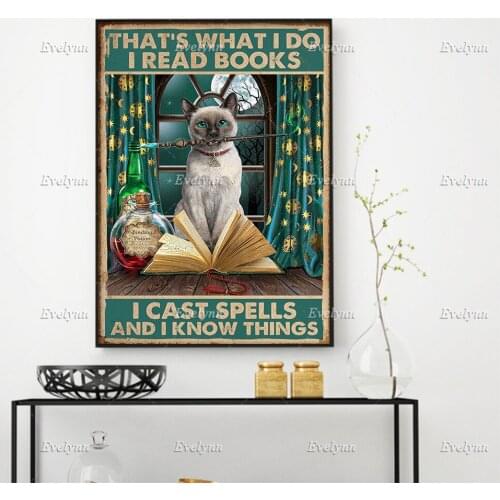 Magic Cat ThatS What I Do I Read Books I Cast Spells I Know Poster Halloween Wall Art Prints Home Decor Canvas Floating Frame