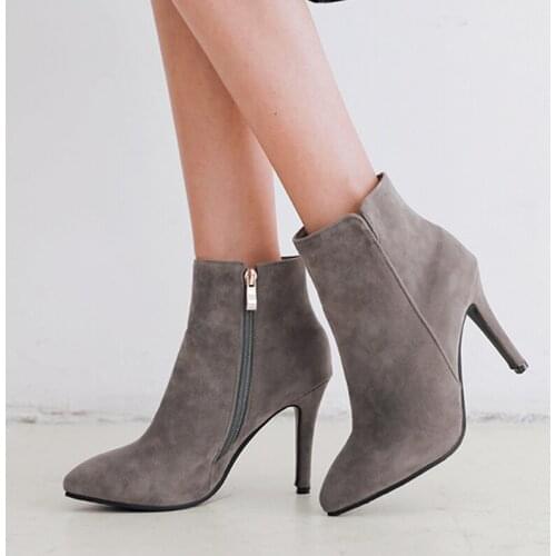 Fashion Short Ankle Boots Women 2021 Spring Autumn Casual Short Ankle boots Female Shoes Red Grey Black Heels Large Size