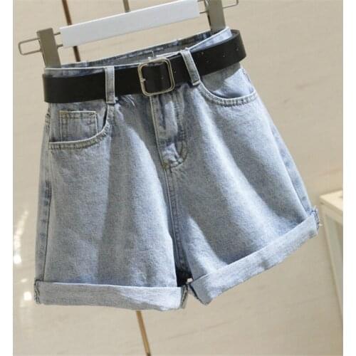 Womens denim shorts 2020 new high-waist shorts women casual loose ladies fashion large size elastic waist wide-leg short jeans