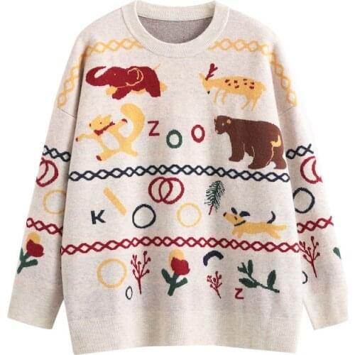 Harajuku Jacquard Knit Jumpers Women 2021 Winter Full Sleeve Warm Sweaters O-neck Korean Fashion Female Sweet Pullovers Girls