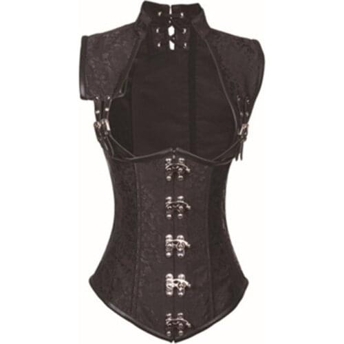 Gothic Punk Womens Vest Skinny Top Rivet Digging Collar Corset Palace Style Waistcoat