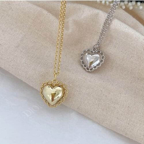 925 Sterling Silver Elegant Lace Heart Charm Pendant Necklace For Women Fashion Party Choker Necklace Wedding Jewelry S-N719