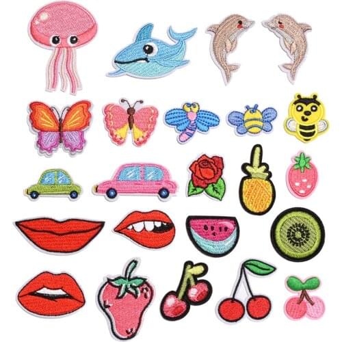 1Pcs Fruit Car Embroidery Patch Heat Transfers Iron on Sew on Patches for Clothing DIY Clothes Stickers Decorative Appliques
