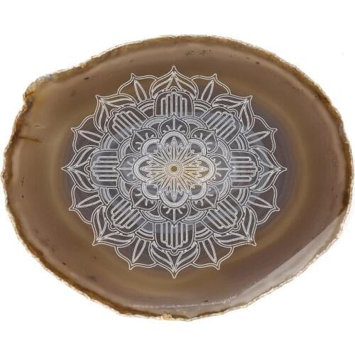 1pcs Placemat Natural Agate Slice Stones Quartz Divination Energy Stones For Luck Chakra Mat Drink Cap Coaster