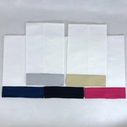 48 PCS Towel White with Color Border Irish Style Guest/Hand Towel Hemstitch Border 14x22-inch