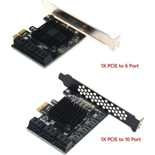 6/10 Port SATA PCIE Adapter PCIE X4 X8 X16 to SATA 3.0 6Gbps Interface Rate Riser Expansion Card SATA III PCI Express Controller