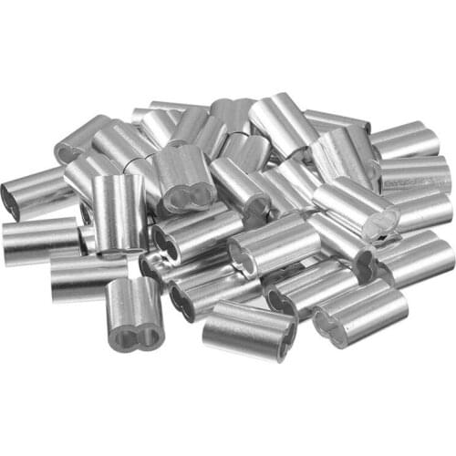 50pcs 1/4 inch (6mm) Diameter Wire Rope Aluminum Sleeves Clip Fittings Cable Crimps 50pcs