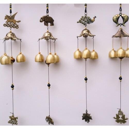 Antique Wind Chime Copper Garden Yard Room Outdoor Living Decoration Wind Chimes Lucky Metal Win Oriental Elephant