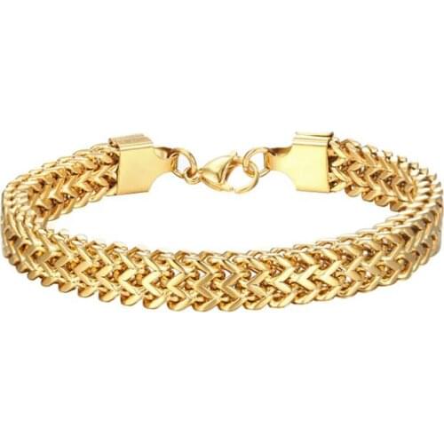 Stainless Steel Men Women Punk Rock Gold Fashion Heavy Bracelet Bangle Jewelry Gift For Him