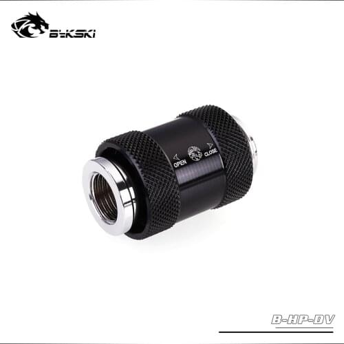 BYKSKI Hand Push Valve G1/4 Thread Male to Famale Flat Push Type Water Stop Valve Metal Switch Cooling System Fitting, Tube