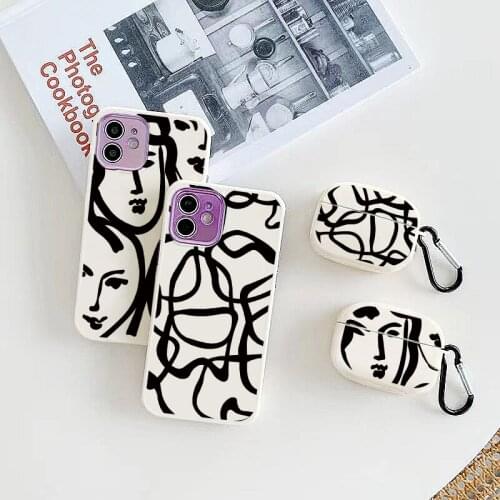 Art Abstract Line Earphone Cases For Apple Airpods 2/1 Love Heart Cover For Apple iPhone Airpod Earphone For Airpods 3 Pro Funda