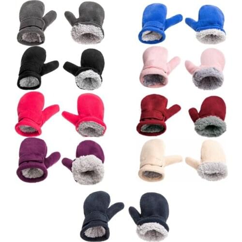 Toddler Infant Winter Mittens Lined with Fleece Easy-on Baby Boy Girls Warm Thic