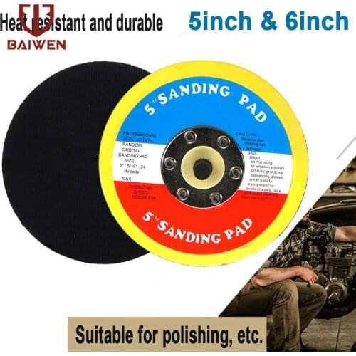 Sanding Disc Pad 5" 6" Hook Loop Electric Grinder Polisher Tools 5/16”-24 Thread Self-adhesive Suction Cup Pad Polishing Kit
