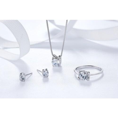 Elegant Necklace Earrings Ring Set With Top Quality Shinning CZ Party Jewelry Gift For Girlfriend OL #US001