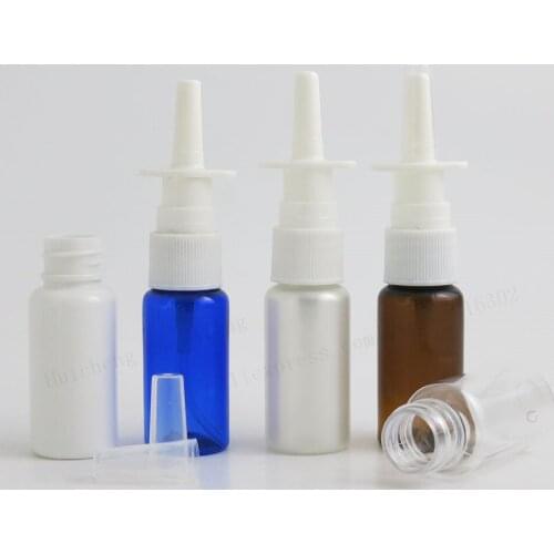 100 X 15ml White blue amber clear Plastic Nasal Sprayer Pump Bottle 15cc Clear PET Nasal Bottle 15ml Nasal Mist Sprayer Bottle