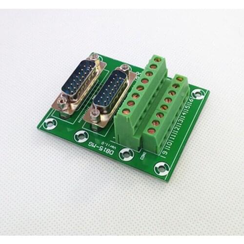 D-SUB DB15 Double Male Header Breakout Board, Terminal Block, Connector