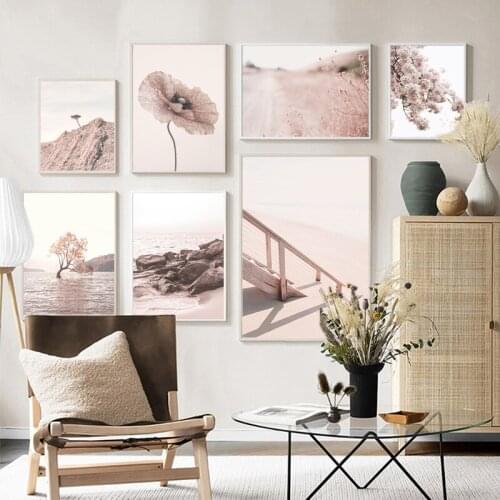 Art Canvas Painting Seaside Bridge Natura Flower Plants Nordic Posters And Prints Landscape Wall Pictures For Living Room Decor