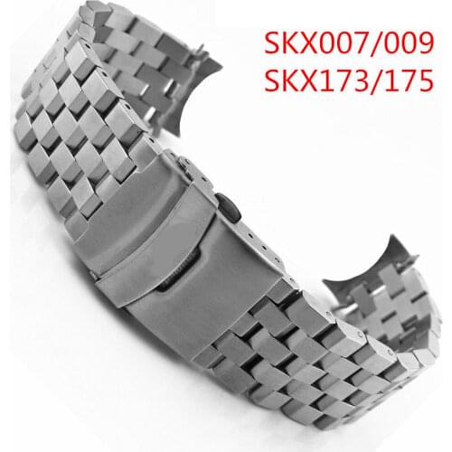 Curved End Band For Seiko SKX007/009 SKX173/175 Replacement Straps 20mm 22mm Universal Bracelet Stainless Steel Wrist Watchband